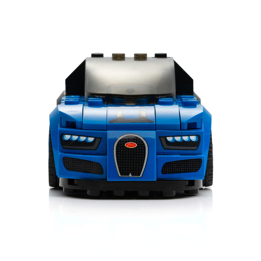 Block Builder Racing Car Building Set (237 Pieces, Blue) – 16-Cylinder Engine & Adjustable Wing