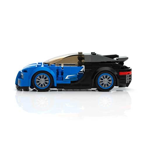 Block Builder Racing Car Building Set (237 Pieces, Blue) – 16-Cylinder Engine & Adjustable Wing
