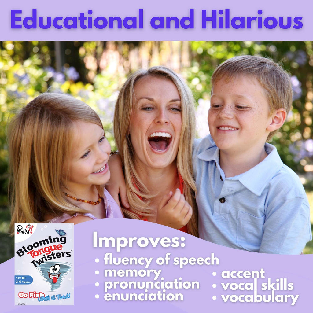Blooming Tongue Twisters Card Game – Fun Language Game for Kids 8-12, Teens & Adults by Really?!
