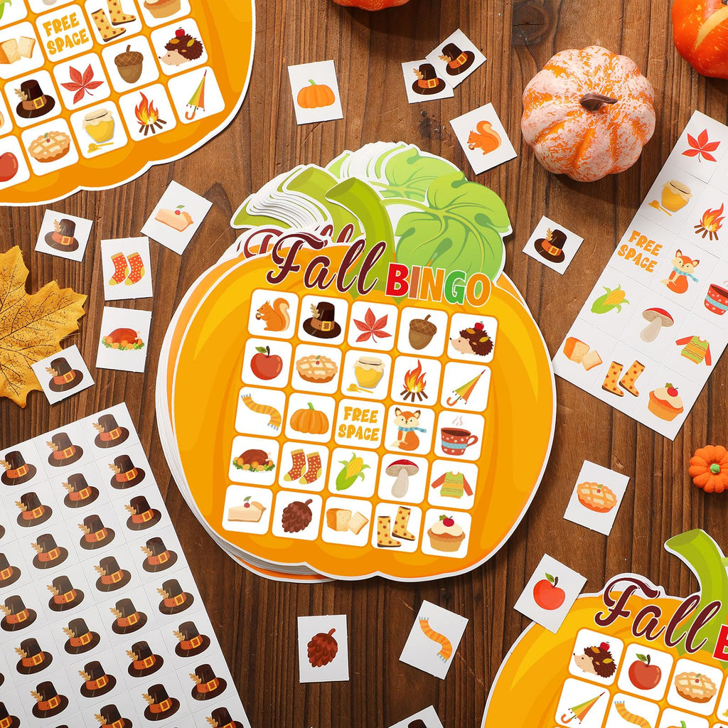 Blosssound Fall Bingo Game – 24 Pumpkin Bingo Cards for Autumn Parties, Classroom Activities, and Harvest Celebrations