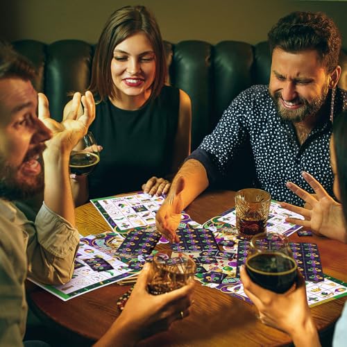 Blosssound Mardi Gras Bingo Set – 24 Player Carnival Bingo Cards with Calling Card and Chips