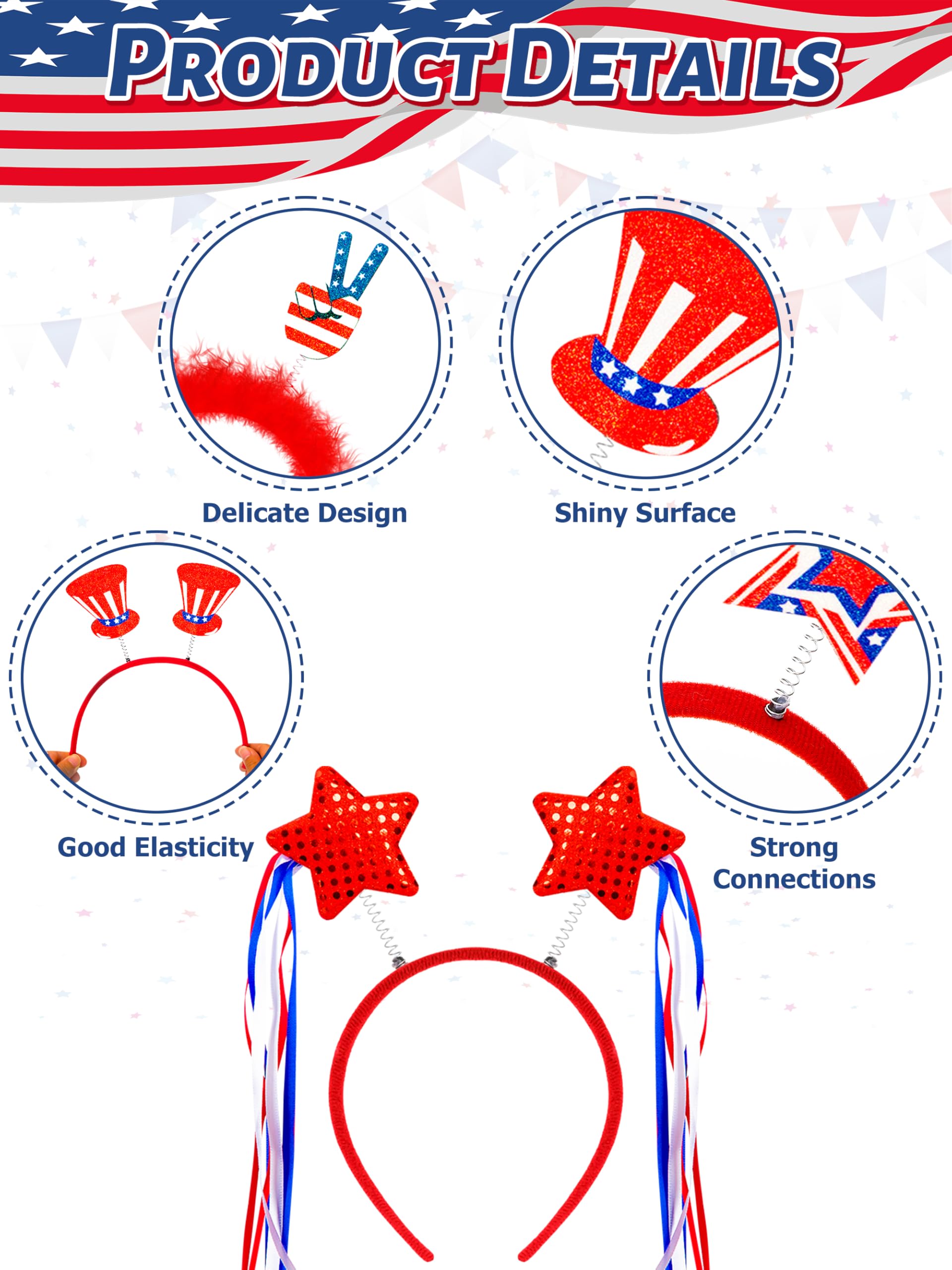 Blowata 4th of July Headband – Patriotic Parade Decoration & Party Favor Accessory