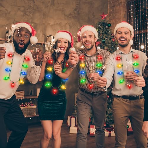 Blowata 5-Pack Christmas Light-Up Necklaces - 9 Bulbs Each, 3 Modes, 40-Inch, Battery Included