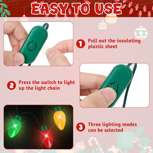 Blowata 5-Pack Christmas Light-Up Necklaces - 9 Bulbs Each, 3 Modes, 40-Inch, Battery Included