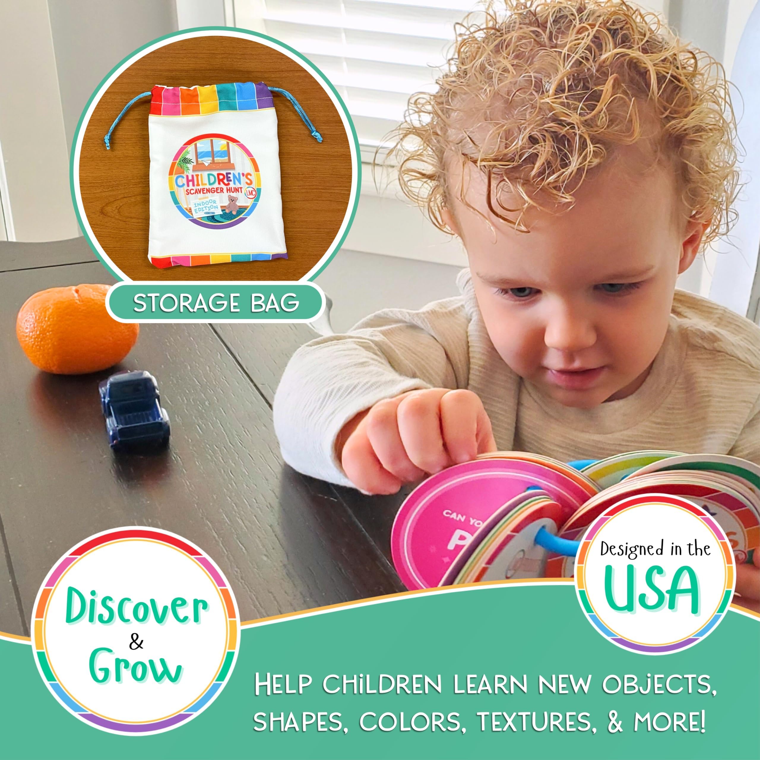 Blu Jay Indoor Scavenger Hunt Cards for Toddlers Ages 2+ | 20 Double-Sided Cards with Detachable Ring
