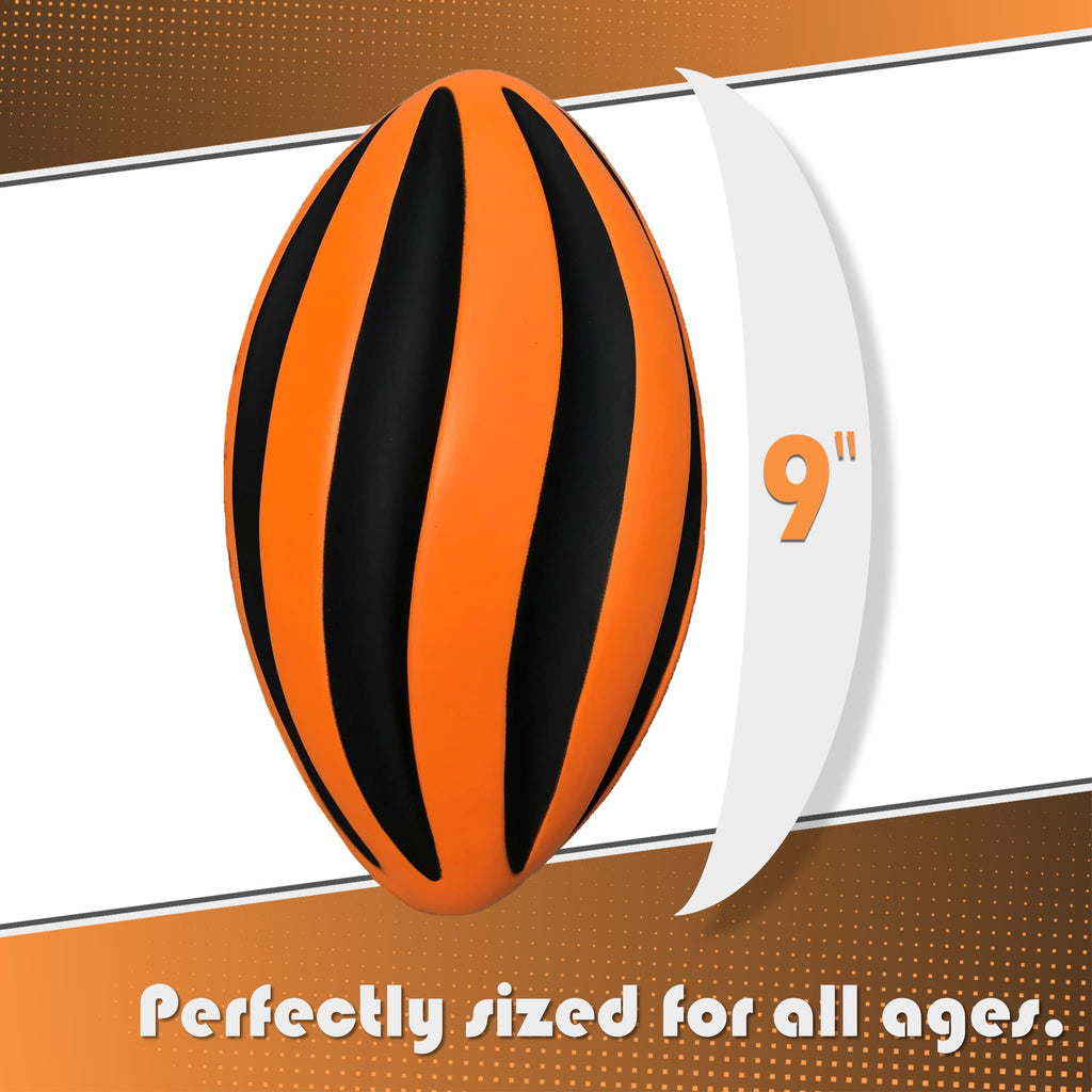 Blu Jay Spiral Foam Football - 9 Inch Soft Foam Football for Kids and Adults - Orange/Black