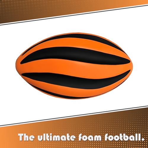 Blu Jay Spiral Foam Football - 9 Inch Soft Foam Football for Kids and Adults - Orange/Black