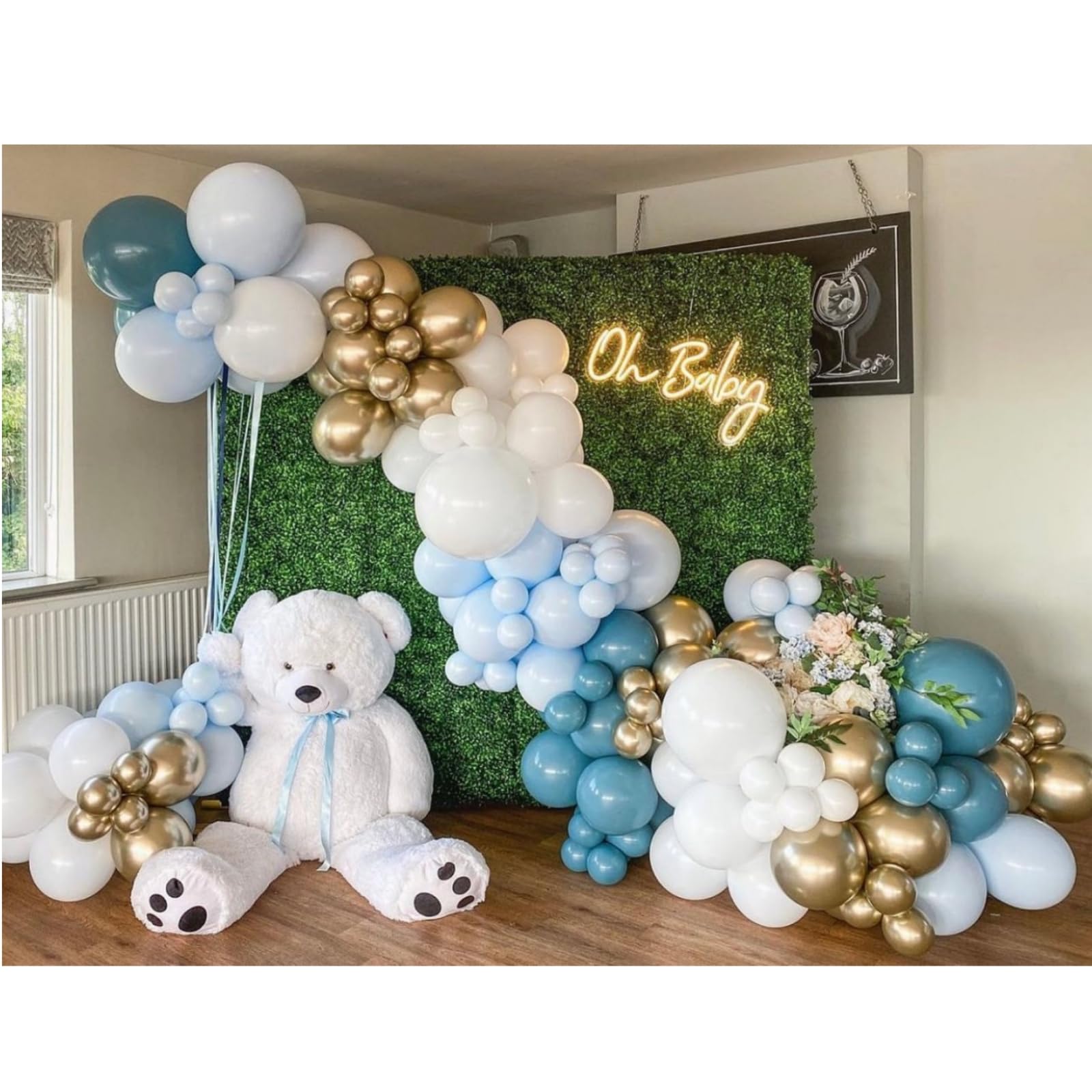 Blue Balloon Arch Kit – 165 Pieces Dusty Blue, Ocean Blue & Gold Balloons for Baby Shower or Birthday Party