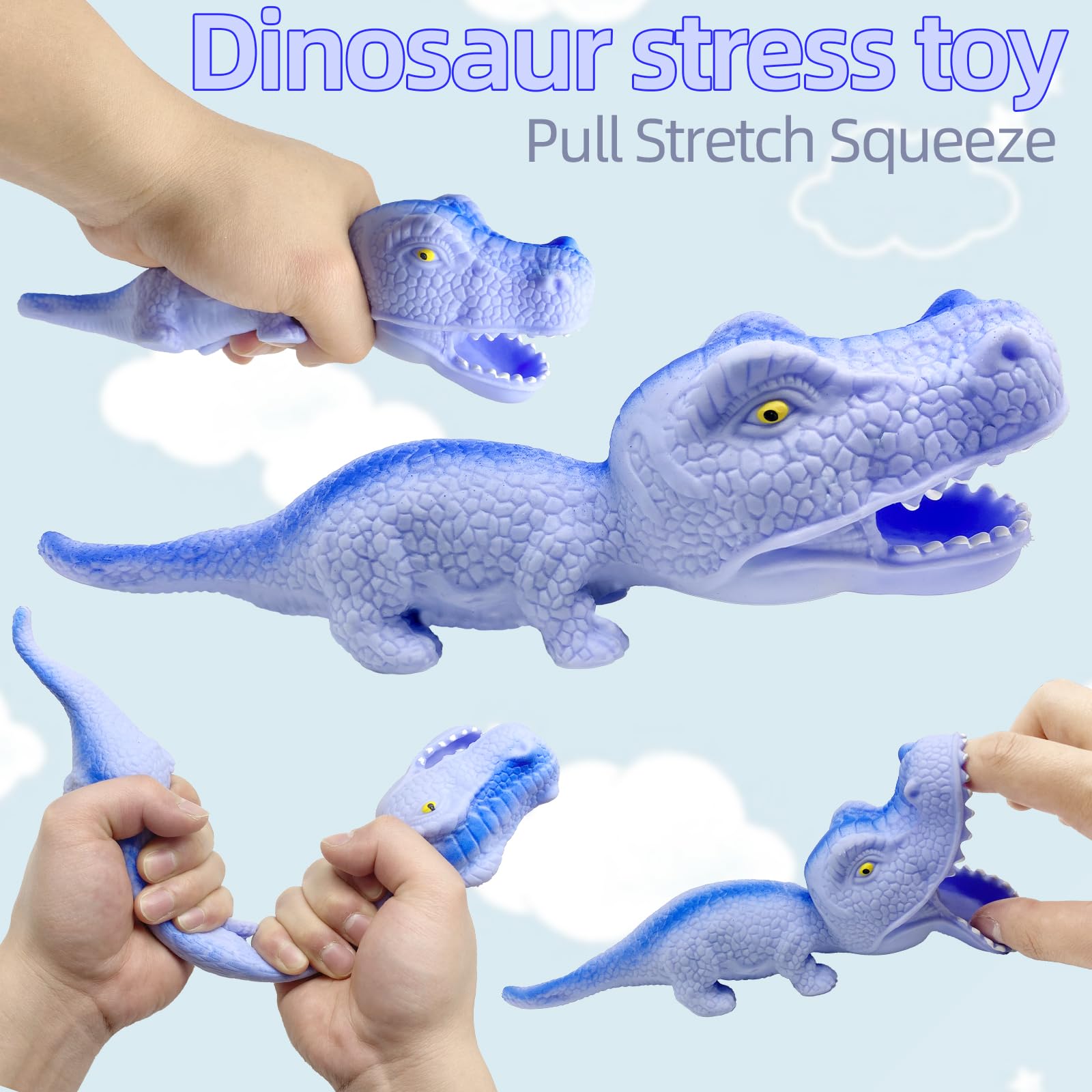 Blue Dinosaur Squishy Stress Ball – Sand-Filled Fidget Toy for Kids & Adults
