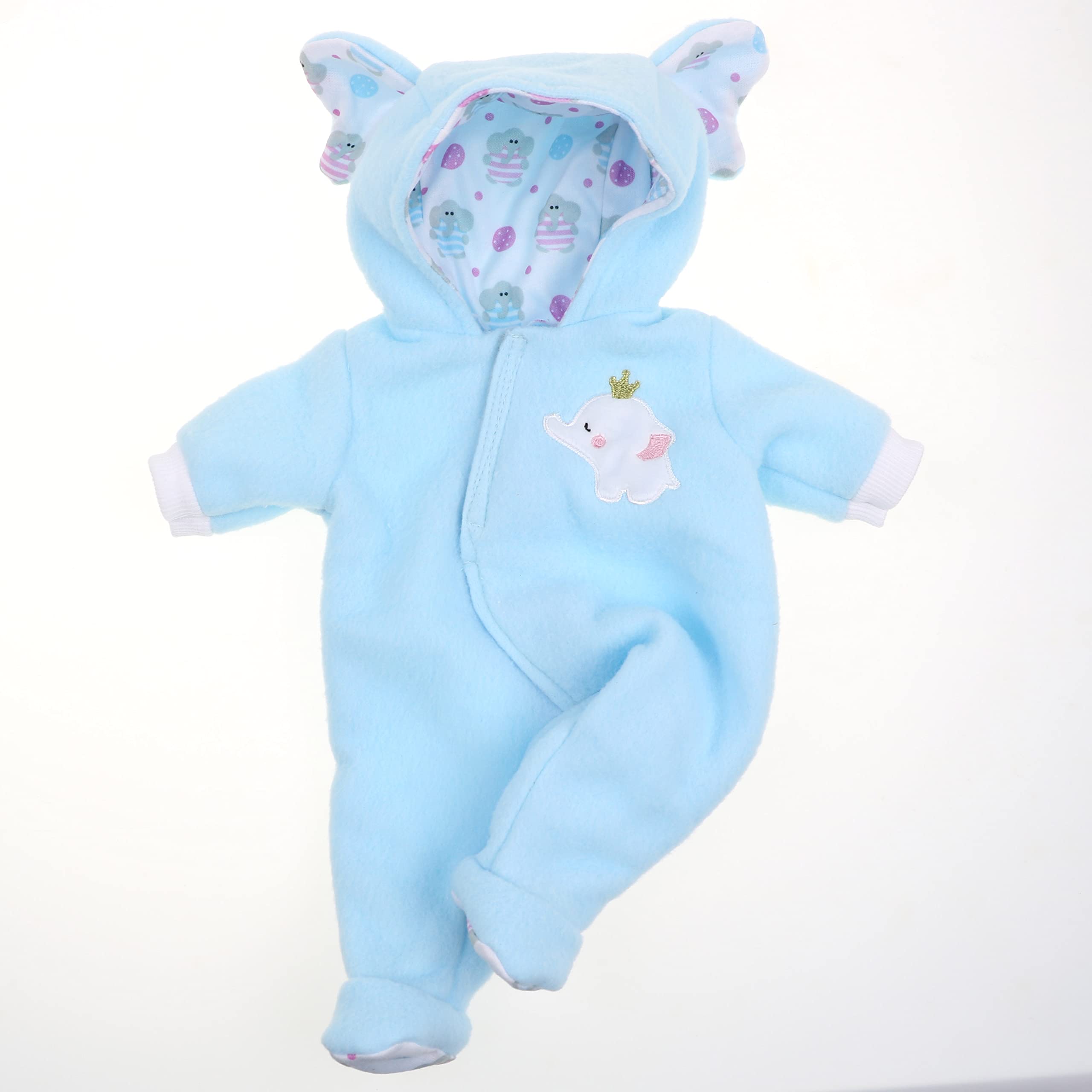 Blue Elephant Hooded Onesie for Dolls 14-16 Inch – Berenguer Boutique by JC Toys