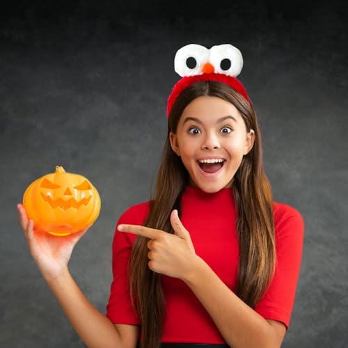 Blue Fuzzy Monster Ears Headband – Adjustable Halloween Costume with Plush Eyes