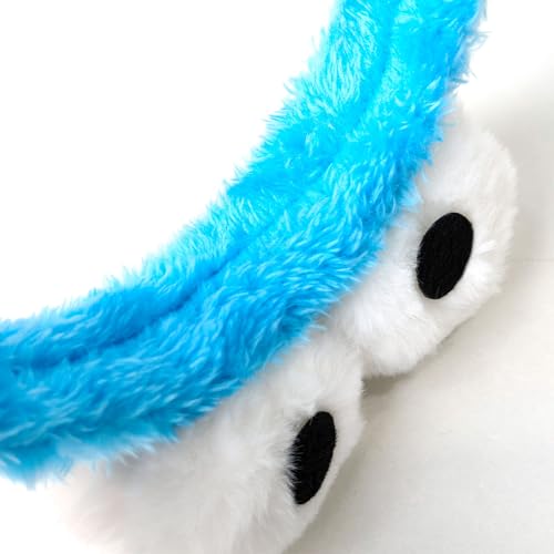 Blue Fuzzy Monster Ears Headband – Adjustable Halloween Costume with Plush Eyes