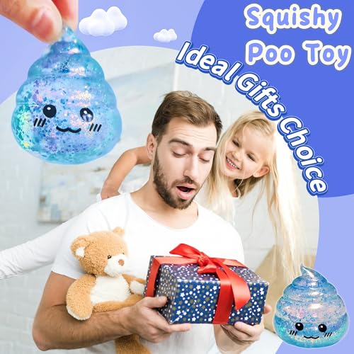 Blue Glitter Poop Stress Ball – Novelty Squishy Fidget Toy for Stress Relief by EVDERS