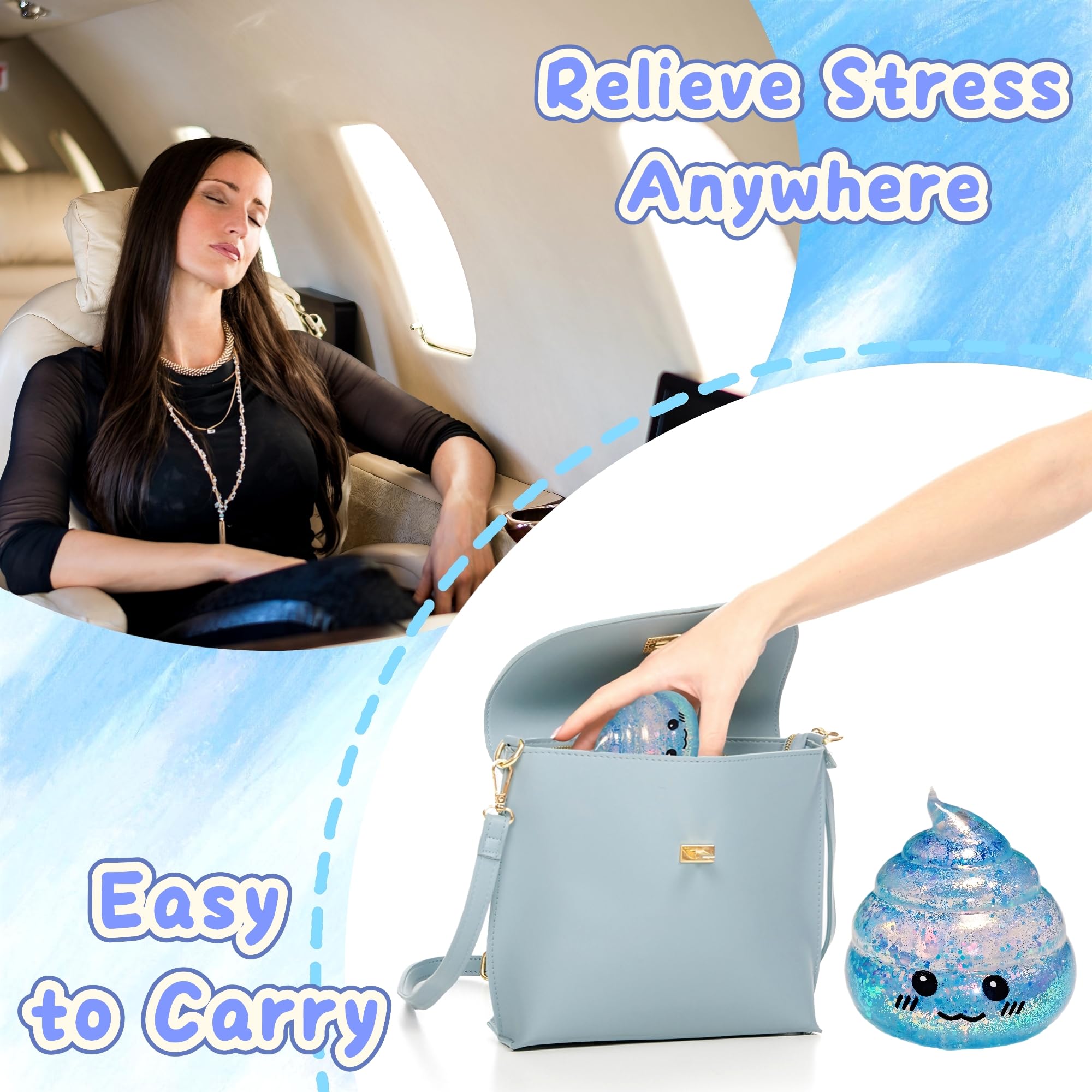 Blue Glitter Poop Stress Ball – Novelty Squishy Fidget Toy for Stress Relief by EVDERS