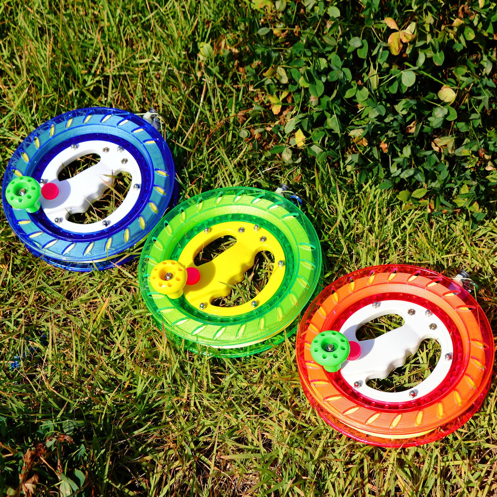 Blue Kite Reel and String Spool - 8-Inch Diameter with 1000 Feet of Line, Safety Lock, and Connectors for Easy Flying
