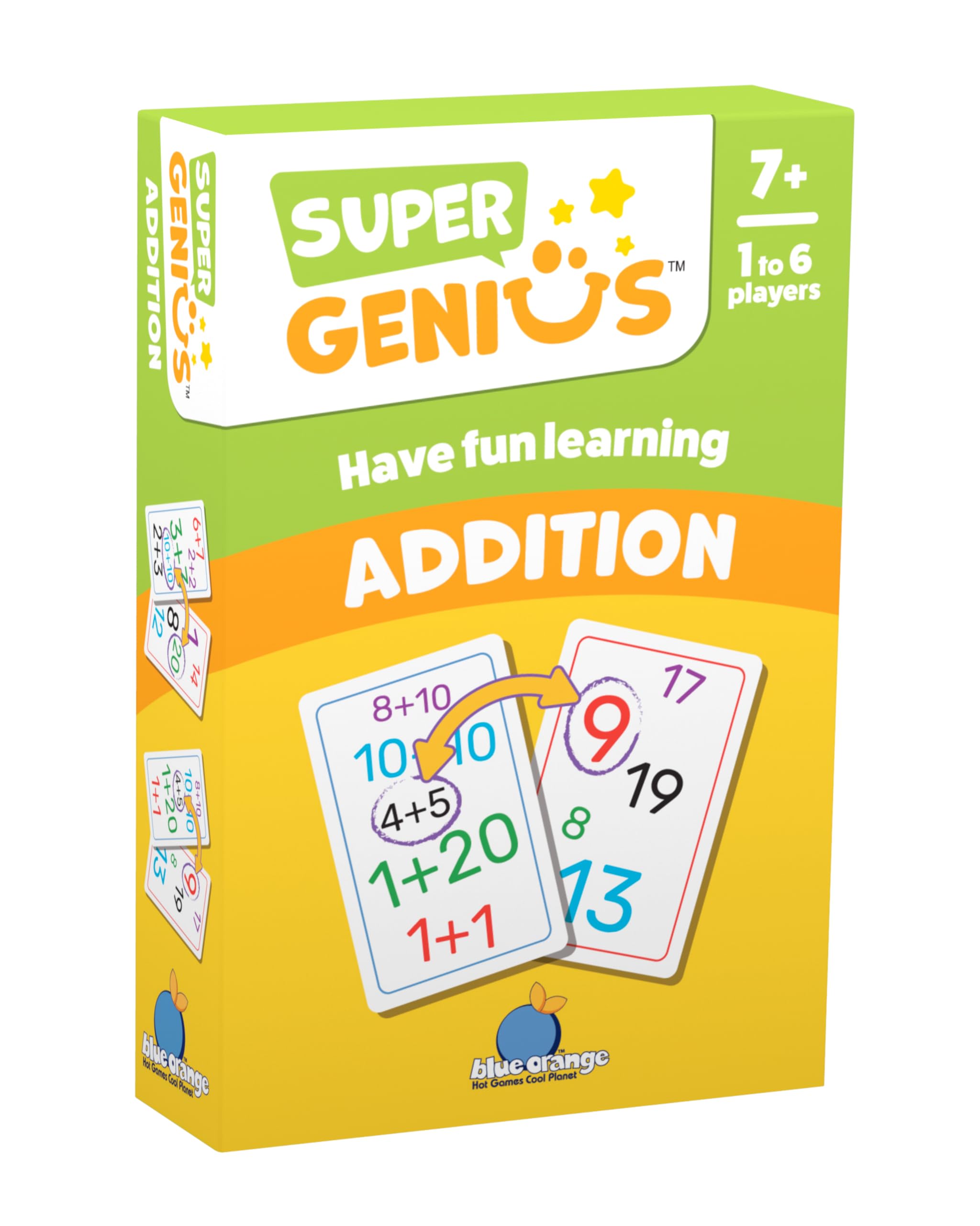 Blue Orange Super Genius Addition Card Game: Fun Math Matching Game for Kids Ages 7+