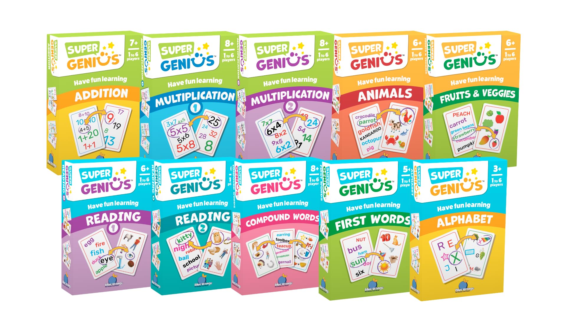 Blue Orange Super Genius Addition Card Game: Fun Math Matching Game for Kids Ages 7+