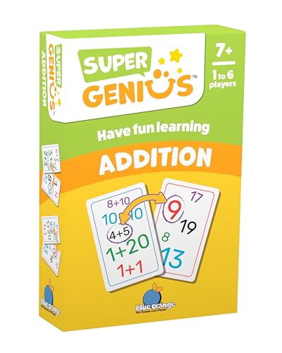 Blue Orange Super Genius Addition Card Game: Fun Math Matching Game for Kids Ages 7+