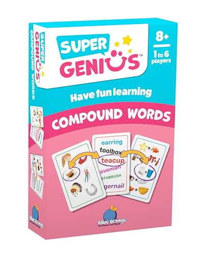 Blue Orange Super Genius Compound Words Card Game – Educational Matching Game for Kids Ages 6+