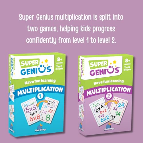 Blue Orange Super Genius Multiplication 2 Card Game – Learn Times Tables 6-9 with Fun Matching