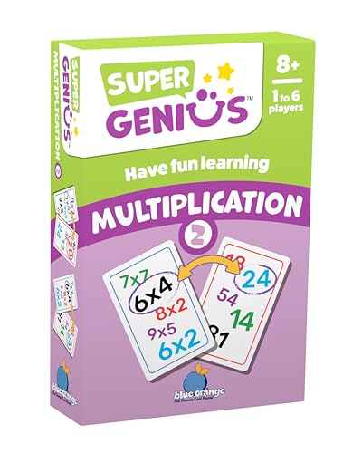 Blue Orange Super Genius Multiplication 2 Card Game – Learn Times Tables 6-9 with Fun Matching
