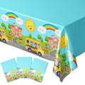 Blue Orchards School Bus Tablecovers (Pack of 3) - 54x108 Inch Plastic Rectangular Tablecloths for School Theme Parties