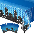 Blue Orchards Superhero Cityscape Table Covers (Pack of 3) - 108x54 Inch Plastic Party Tablecloth