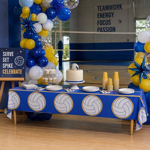 Blue Orchards Volleyball Table Covers (Pack of 3) – 108"x54" Plastic Party Decorations