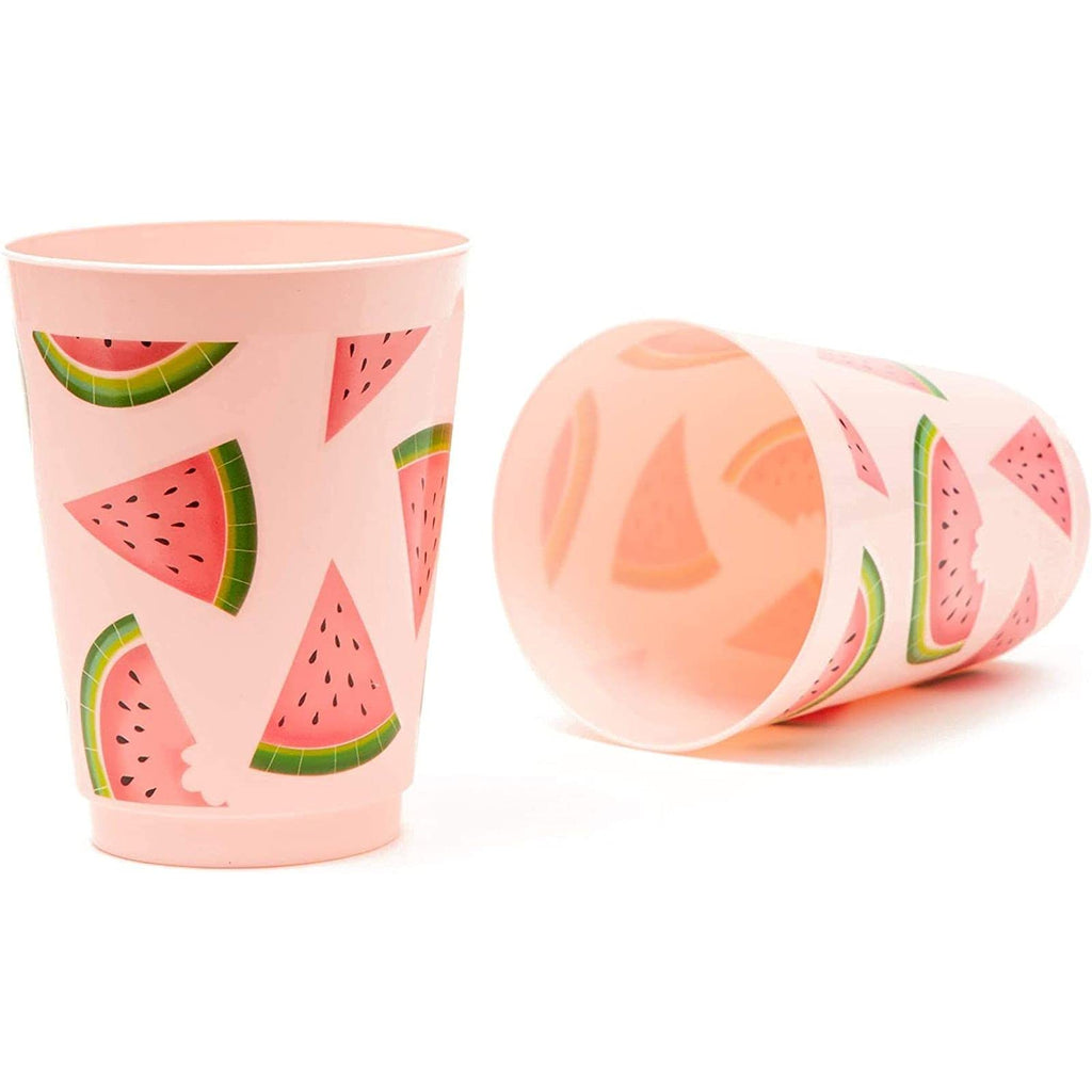 BLUE PANDA Pink Plastic Tumbler Cups 16 Oz - 16 Pack for Watermelon Party Decor