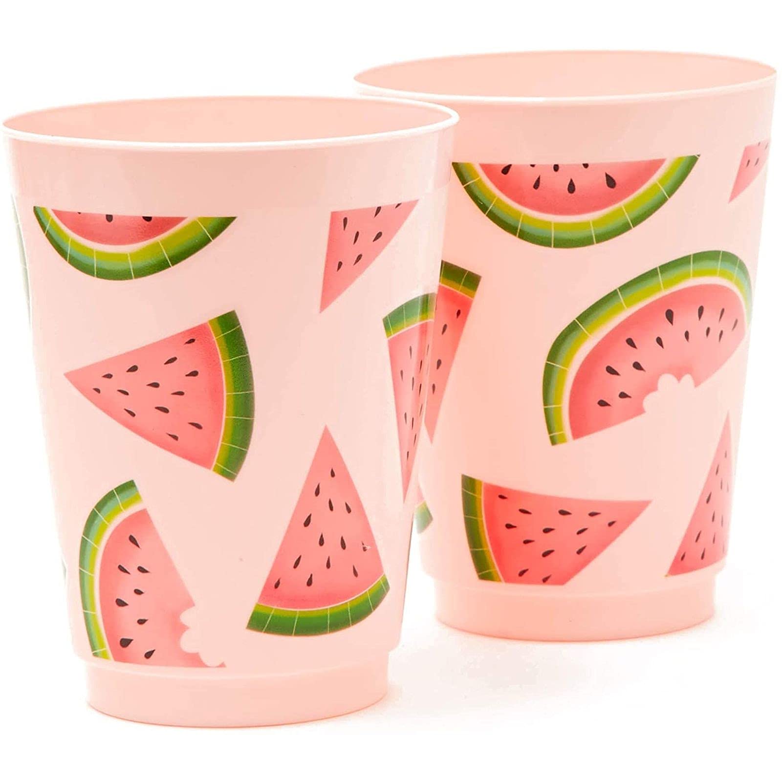 BLUE PANDA Pink Plastic Tumbler Cups 16 Oz - 16 Pack for Watermelon Party Decor