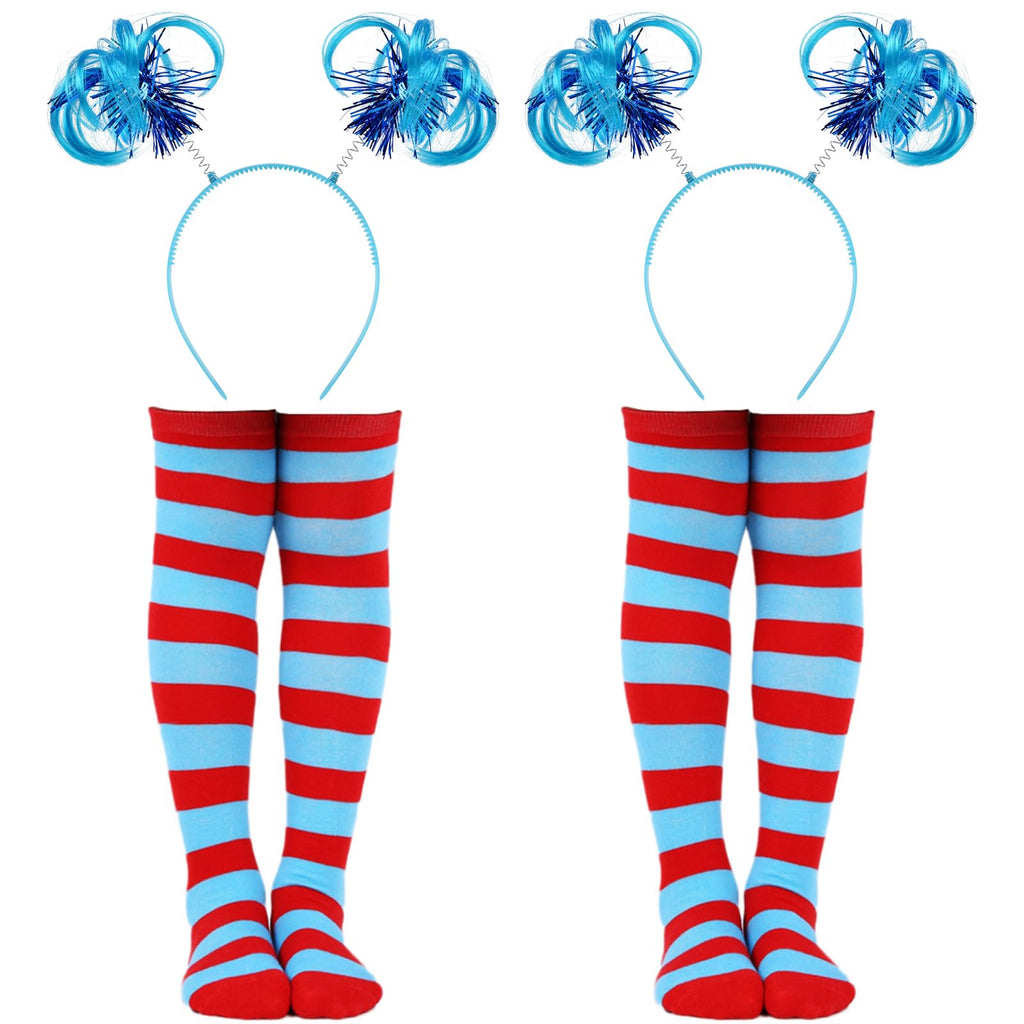Blue Ponytail Headband and Striped Knee Socks Costume Set - 2 Packs by Matiniy