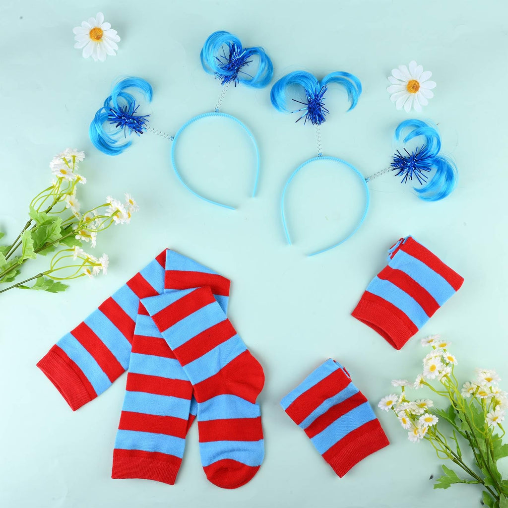 Blue Ponytail Headband and Striped Knee Socks Costume Set - 2 Packs by Matiniy