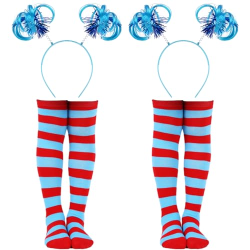 Blue Ponytail Headband and Striped Knee Socks Costume Set - 2 Packs by Matiniy