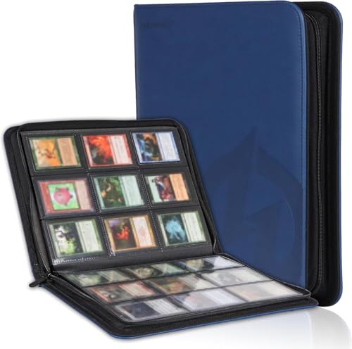 Blue PU Leather 9-Pocket Trading Card Binder – Holds 360 Cards