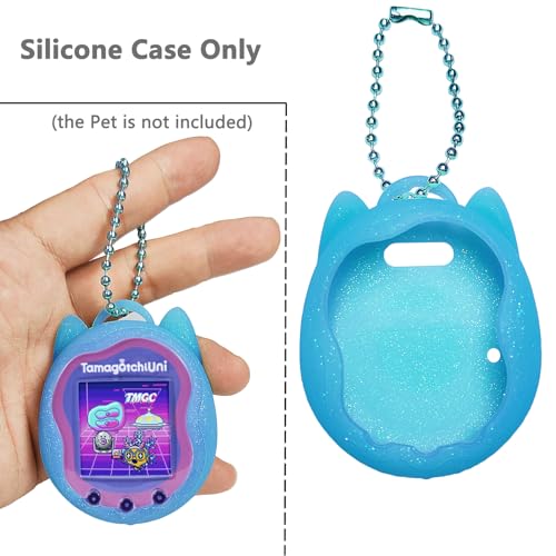 Blue Silicone Case and Screen Protector for Tamagotchi Uni - JCHPINE Protective Cover with Detachable Lanyard