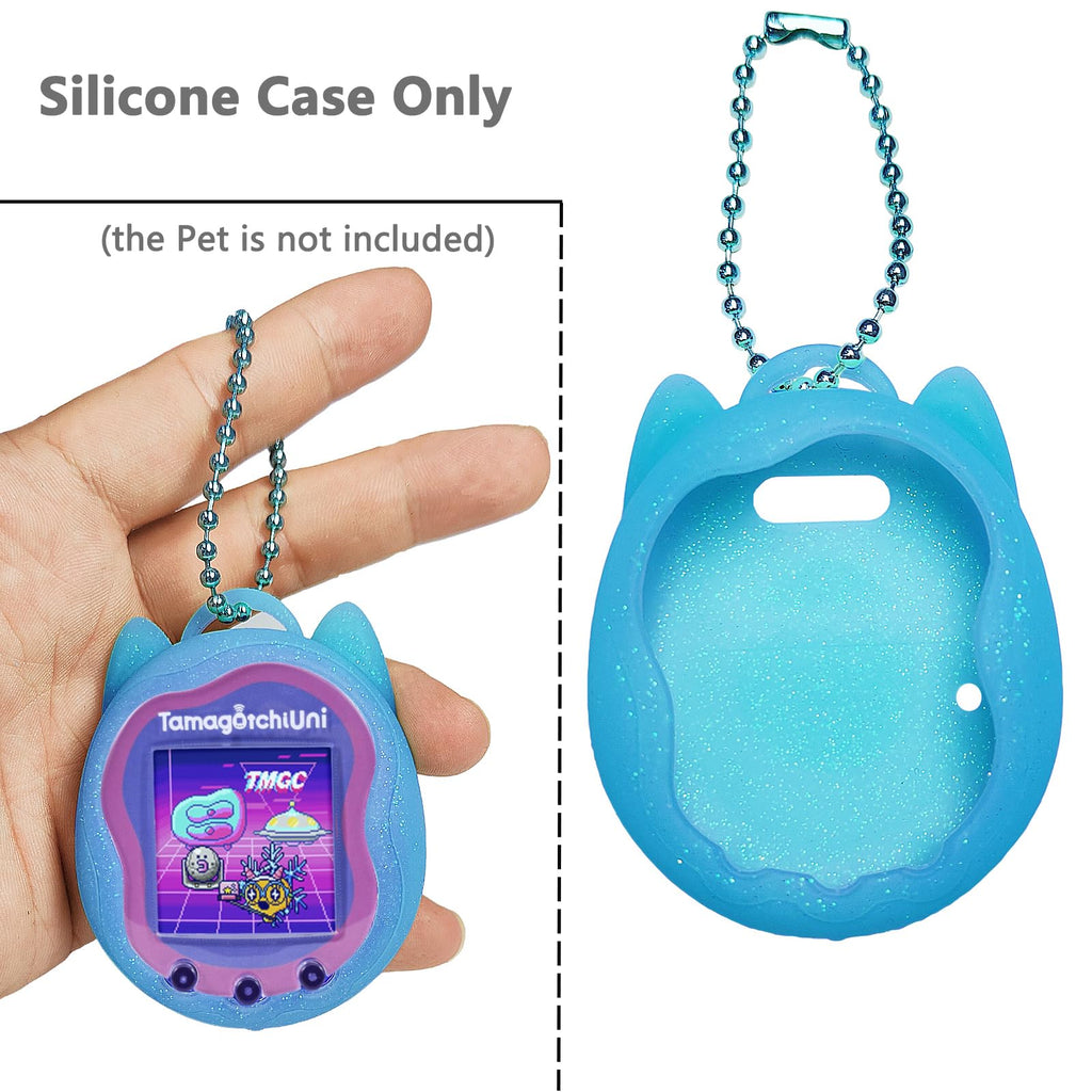 Blue Silicone Case and Screen Protector for Tamagotchi Uni - JCHPINE Protective Cover with Detachable Lanyard