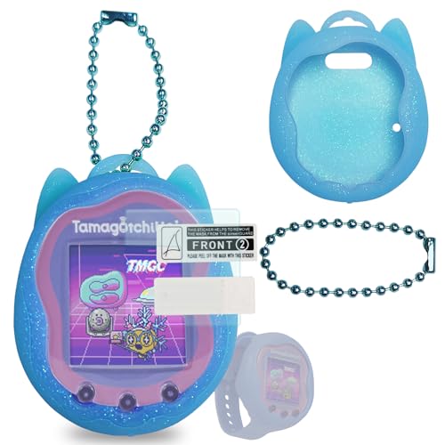 Blue Silicone Case and Screen Protector for Tamagotchi Uni - JCHPINE Protective Cover with Detachable Lanyard