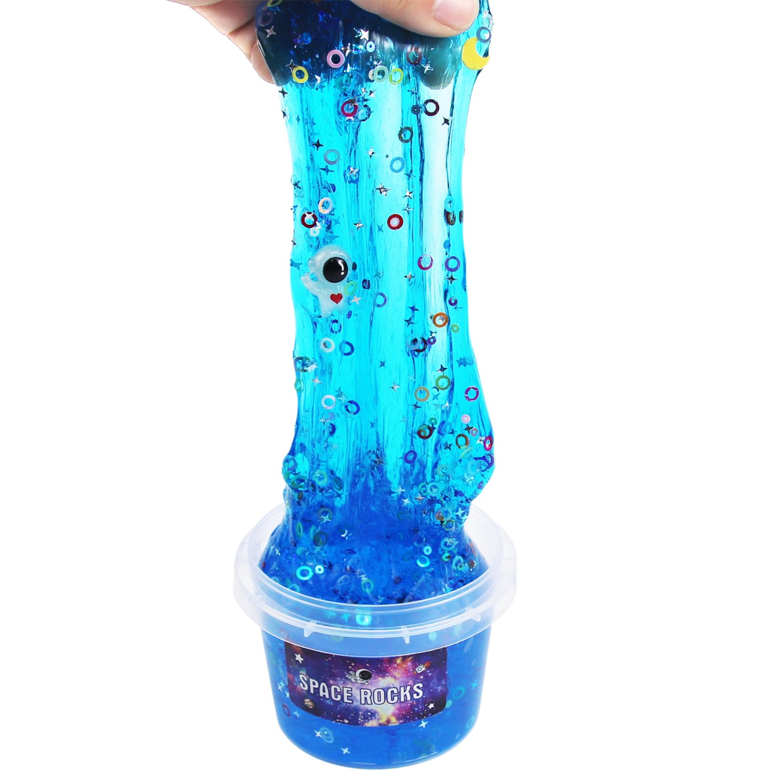 Blue Space Galaxy Scented Crunchy Slime – Non-Sticky Star & Moon Putty for Kids Ages 6+