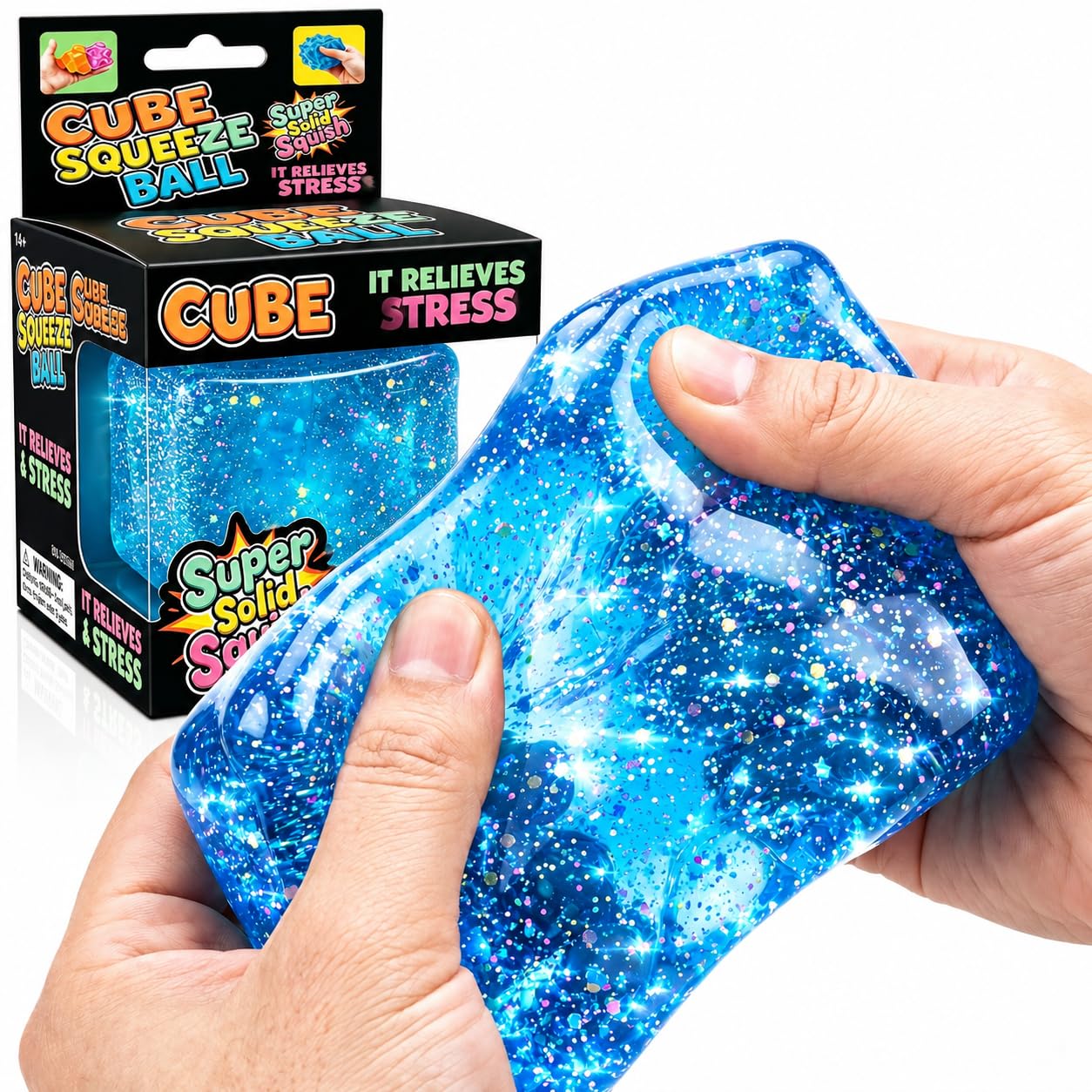 Blue Stress Relief Fidget Cube – Slow Rise Squishy Sensory Toy for Focus & Calm (Sucvrta)