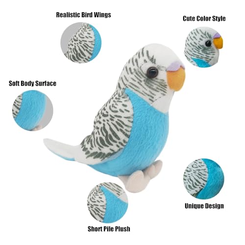 Blue Stuffed Parakeet Toy 5.5 Inches – Soft Budgie Plush for Kids and Bird Lovers