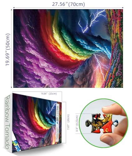Blueforest 1000 Piece Jigsaw Puzzle for Adults – Rainbow Tornado, Dust-Free, 27.5 x 19.7 inches