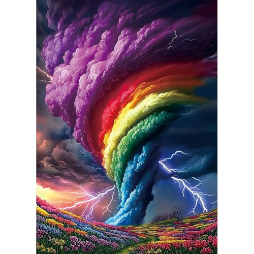 Blueforest 1000 Piece Jigsaw Puzzle for Adults – Rainbow Tornado, Dust-Free, 27.5 x 19.7 inches