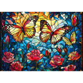 Blueforest 1000 Piece Jigsaw Puzzle – Stained Glass Monarch Butterfly & Rose, 27.5x19.7 Inches with Back Letters & Poster