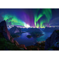 Blueforest 1000 Piece Northern Lights Mountain Lake Puzzle – with Back Letter Sorting, 27.5x19.7 Inches
