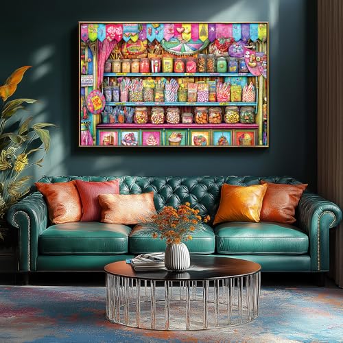 Blueforest Candy Shop 500-Piece Jigsaw Puzzle – Retro Sweets Store Scene, 23x15 Inches, Anti-Glare