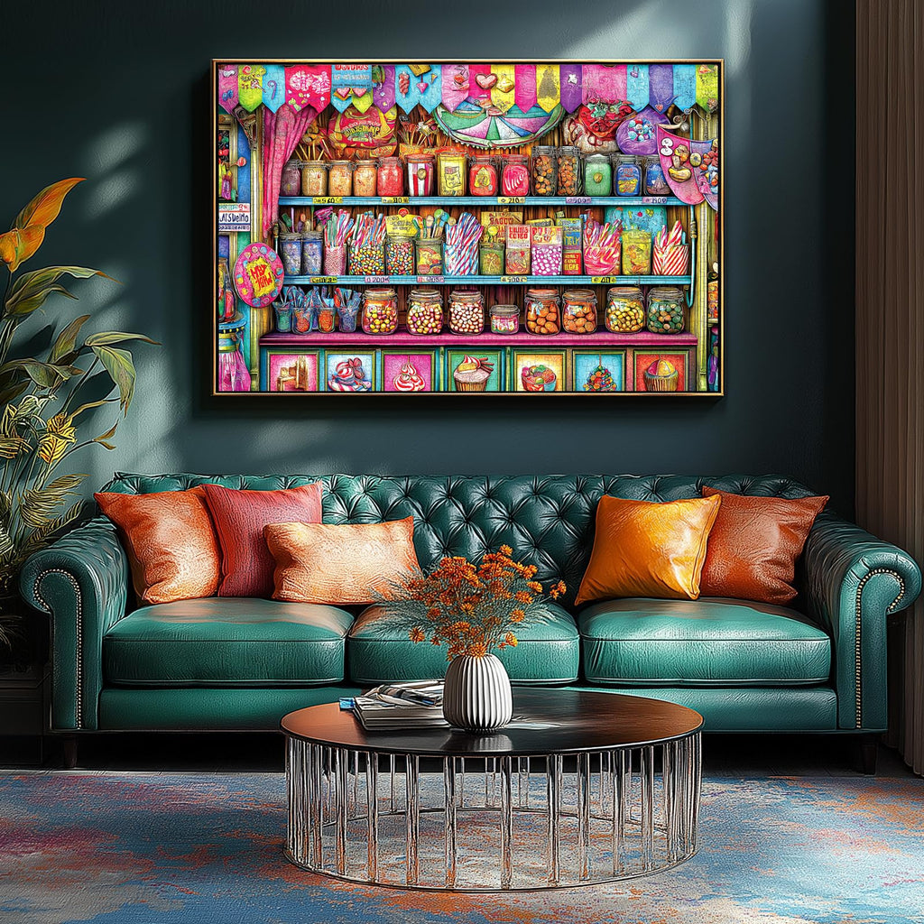Blueforest Candy Shop 500-Piece Jigsaw Puzzle – Retro Sweets Store Scene, 23x15 Inches, Anti-Glare