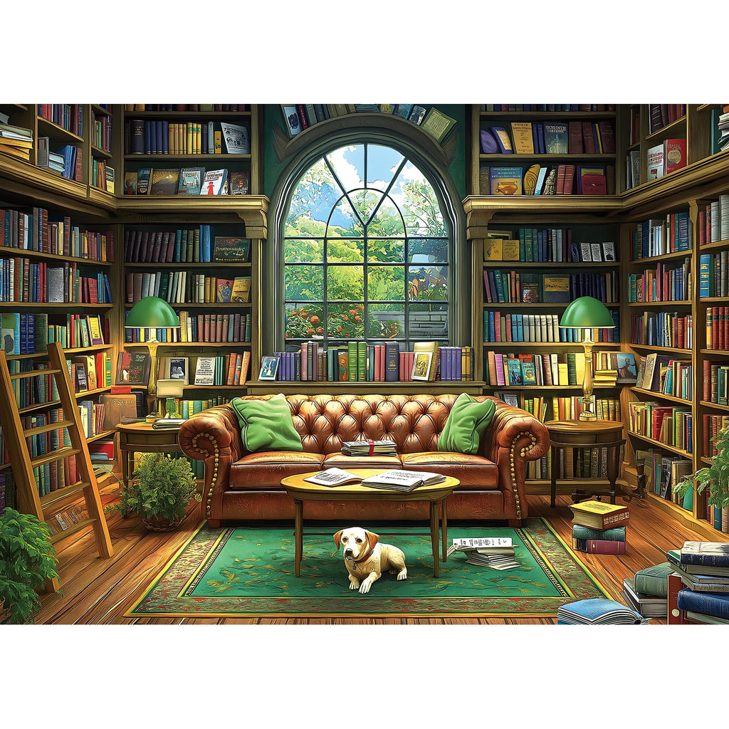 Blueforest Reading Room 1000 Piece Jigsaw Puzzle for Adults - Library Bookshelf Puzzle with Bonus Poster
