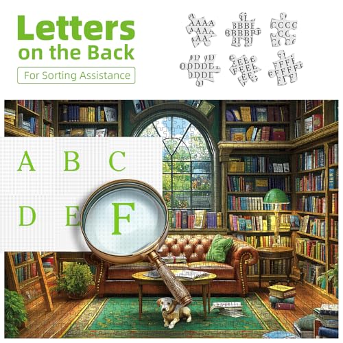 Blueforest Reading Room 1000 Piece Jigsaw Puzzle for Adults - Library Bookshelf Puzzle with Bonus Poster