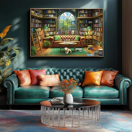 Blueforest Reading Room 1000 Piece Jigsaw Puzzle for Adults - Library Bookshelf Puzzle with Bonus Poster