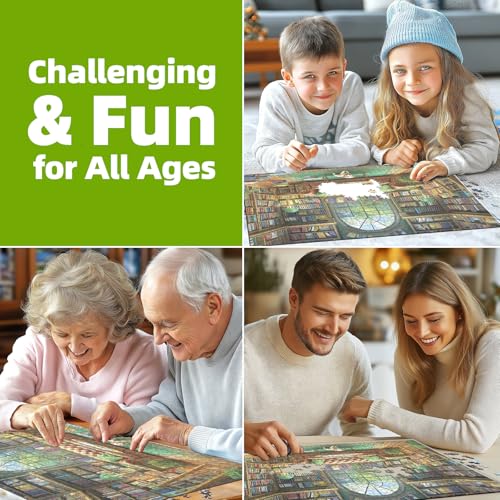 Blueforest Reading Room 1000 Piece Jigsaw Puzzle for Adults - Library Bookshelf Puzzle with Bonus Poster